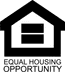 Black and white Equal Housing Opportunity logo featuring a house outline with an equal sign inside and the words "Equal Housing Opportunity" below, often used by affiliates to show their commitment to fair housing standards.